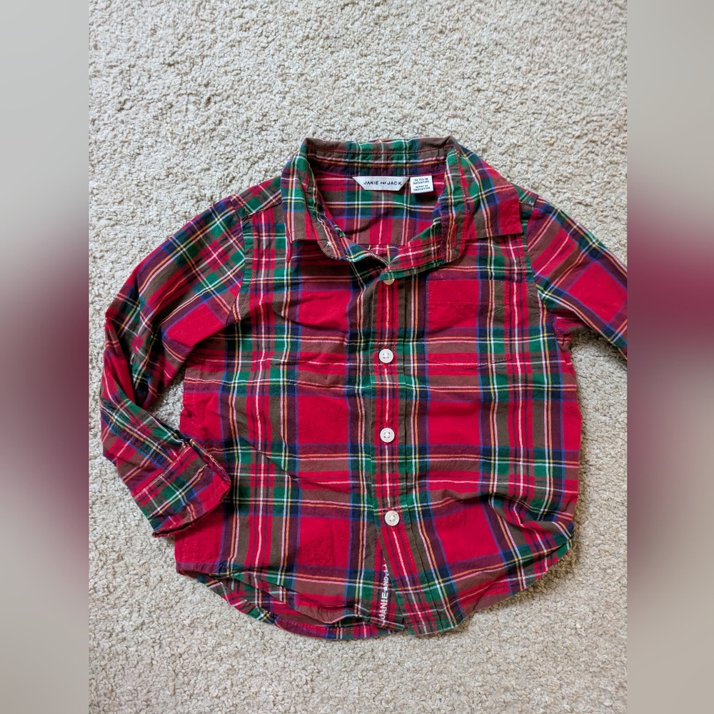 Janie Jack plaid dress shirt Red 12-18m